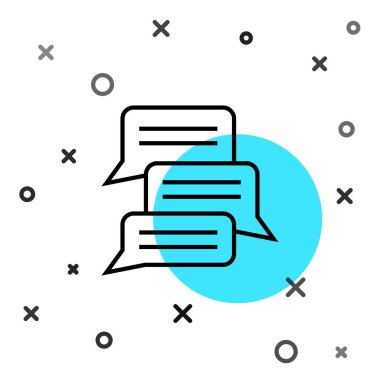 Siyah Hat Çevrimiçi Psikolojik Danışmanlık Mesafesi simgesi beyaz arkaplanda izole edildi. Psikoterapi, psikolojik yardım, online psikiyatrist danışmanlığı. Rastgele dinamik şekiller. Vektör.