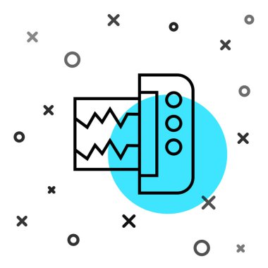 Siyah çizgi sismograf simgesi beyaz arkaplanda izole edildi. Deprem analog sismografı. Rastgele dinamik şekiller. Vektör.