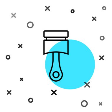 Siyah çizgi motor piston simgesi beyaz arkaplanda izole edildi. Araba motoru pistonu işareti. Rastgele dinamik şekiller. Vektör.