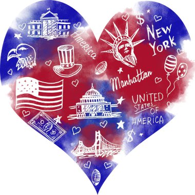 El çizimi çizimleri. Independence USA ulusal skeçleri. Malzeme tasarımı 
