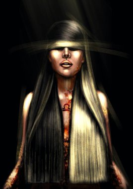 Güzel bir kız olarak Terazi burcunun sihirli çizimi