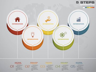 5 adım zaman çizelgesi Infographic öğesi. Infographic 5 adımlar, vektör afiş iş akışı düzenini, diyagram, sunum, eğitim veya herhangi bir numarası seçeneği için kullanılabilir. Eps10.
