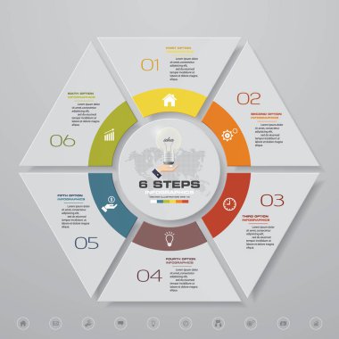 Modern 6 adımda işlemi. Basit ve düzenlenebilir grafik tasarım Infographic öğesi. Eps10.