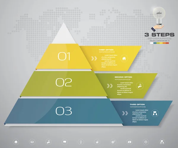 Stappen Piramide Met Vrije Ruimte Voor Tekst Elk Niveau Infographics — Stockvector