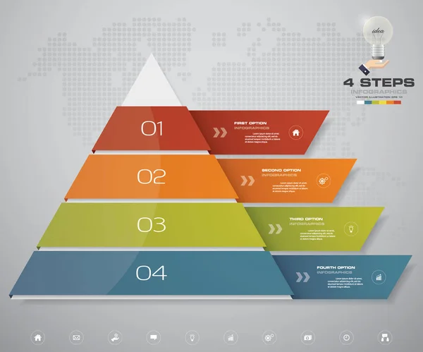 Piramide Van Stappen Met Ruimte Voor Tekst Elk Niveau Infographics — Stockvector