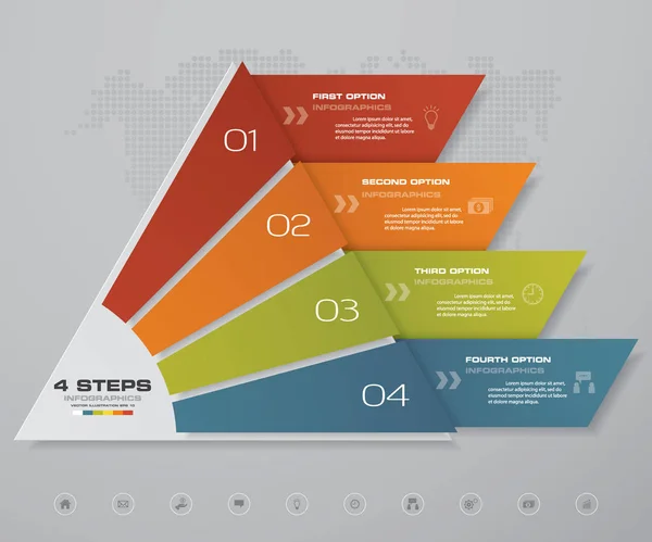 Piramide Van Stappen Met Ruimte Voor Tekst Elk Niveau Infographics — Stockvector