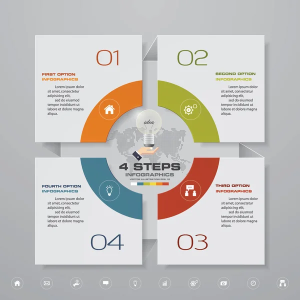 4 adımda basit ve düzenlenebilir Işlem grafik infographics öğesi. EPS 10.