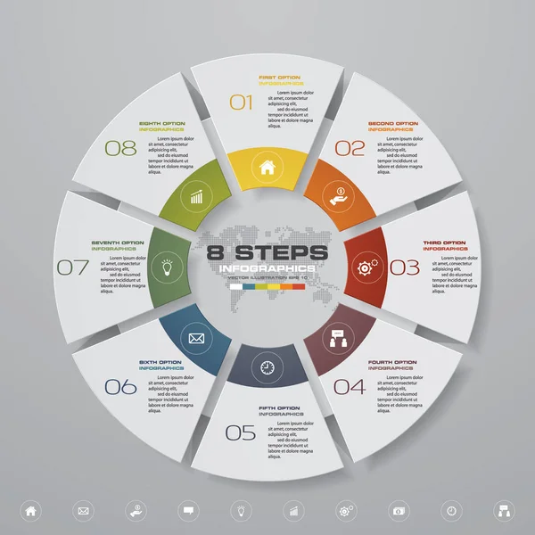 Moderne Stappen Proces Eenvoudige Editable Cirkeldiagram Infographic Ontwerpelement Eps10 — Stockvector