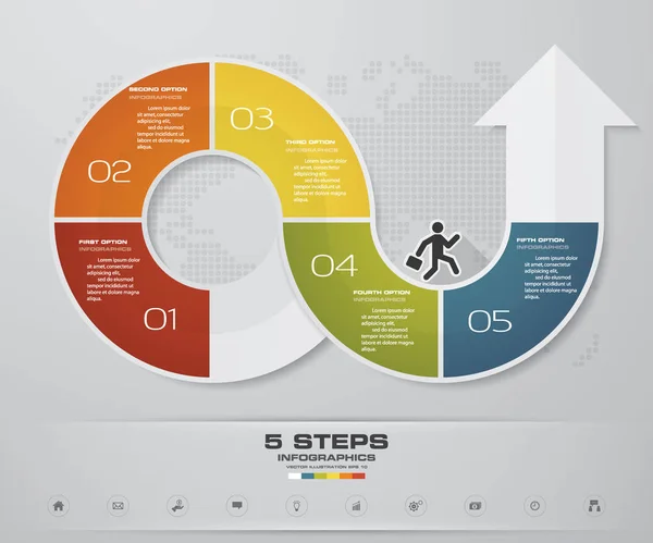 Steg Infographics Element Pilen Mall Diagram För Presentation — Stock vektor