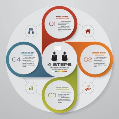 Soyut 4 adımda modern pasta grafiği infographics öğeler. Vektör çizim.