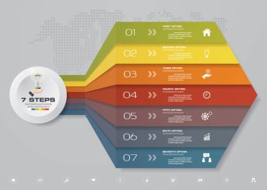 7 adımlar ok Infografics şablonu. Sununuz için. EPS 10.