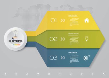 3 adımda ok Infografics şablonu. Sununuz için. EPS 10.