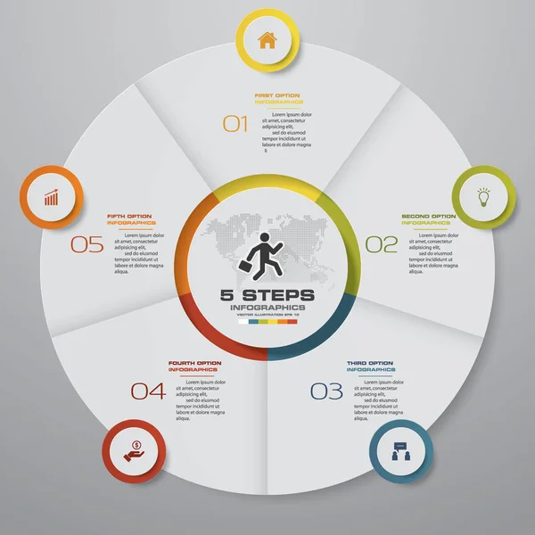 Abstrakta Steg Moderna Cirkeldiagram Infographics Element Vektorillustration — Stock vektor