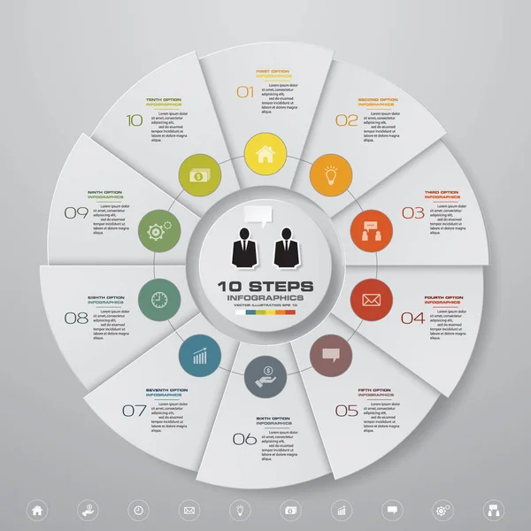 Infographic tasarım şablonu 10 seçenekleri pasta grafiği ve iş kavramı.