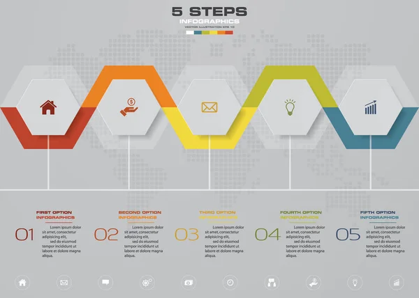 Stappen Tijdlijn Pijl Infographic Element Stappen Infographic Vector Banner Kan — Stockvector