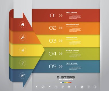 5 adım Infographics öğe ok şablonu grafik sunum için.