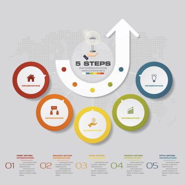 Soyut 5 adım infographis öğeler. Vektör çizim.
