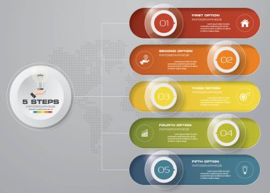 Soyut 5 adım infographis öğeler. Vektör çizim.