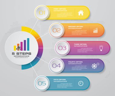 Soyut 5 adım infographis öğeler. Vektör çizim.