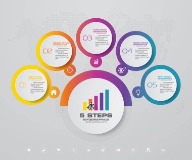 Soyut 5 adım infographis öğeler. Vektör çizim.