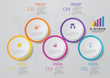 5 adım zaman çizelgesi Infographic öğesi. Infographic 5 adımlar, vektör afiş iş akışı düzenini, diyagram, sunum, eğitim veya herhangi bir numarası seçeneği için kullanılabilir. Eps10.