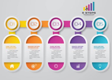 5 adım zaman çizelgesi Infographic öğesi. Infographic 5 adımlar, vektör afiş iş akışı düzenini, diyagram, sunum, eğitim veya herhangi bir numarası seçeneği için kullanılabilir. Eps10.