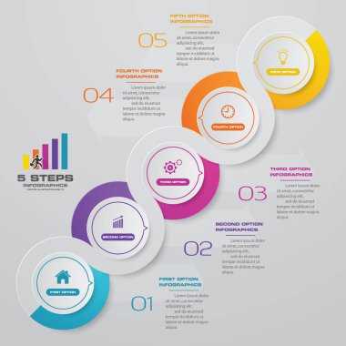 Soyut 5 adım infographis öğeler. Vektör çizim.