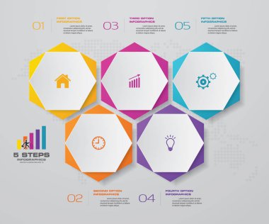 Soyut 5 adım infographis öğeler. Vektör çizim.