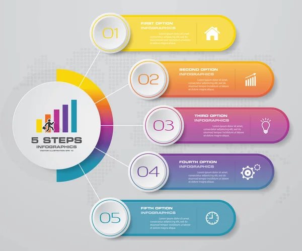 Soyut 5 adım infographis öğeler. Vektör çizim.