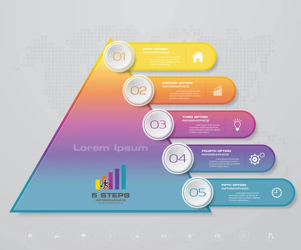 Kroków Piramida Wolnego Miejsca Dla Tekstu Każdym Poziomie Infografiki Prezentacji — Wektor stockowy