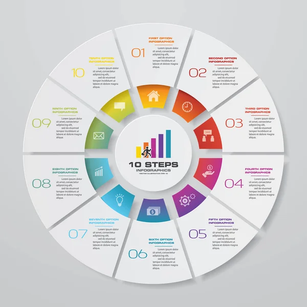 Stappen Cyclus Infographics Grafiekelementen Eps — Stockvector