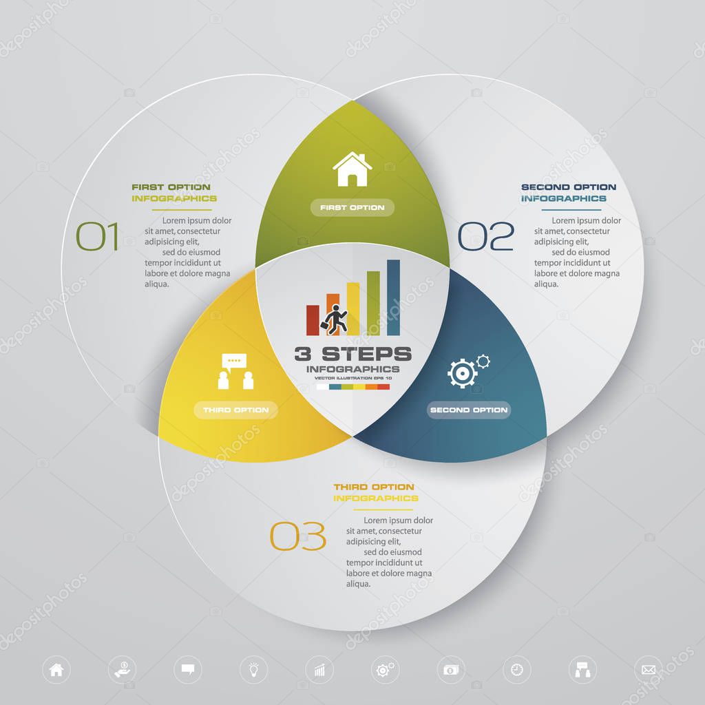 3 steps simple&editable process chart infographics element. EPS 10.