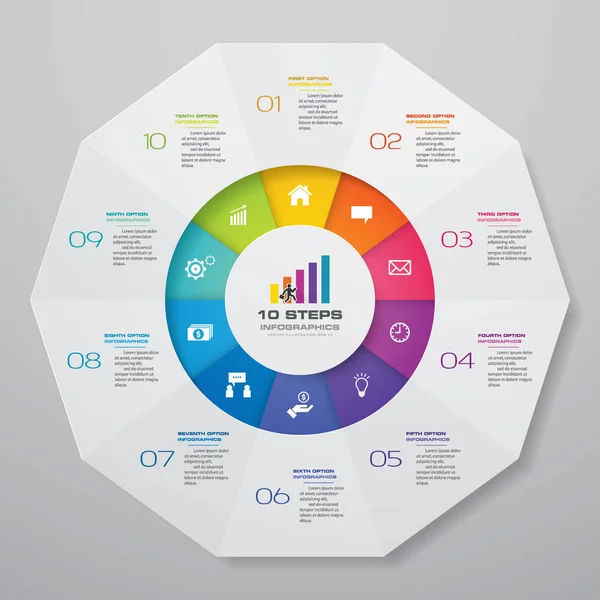 Lépéses Ciklus Chart Infografika Elemek Adatok Bemutatására Rész — Stock Vector