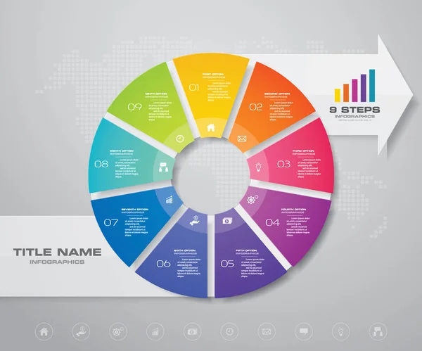 Grafico Del Ciclo Passaggi Con Elementi Infografici Freccia Presentazione Dei — Vettoriale Stock