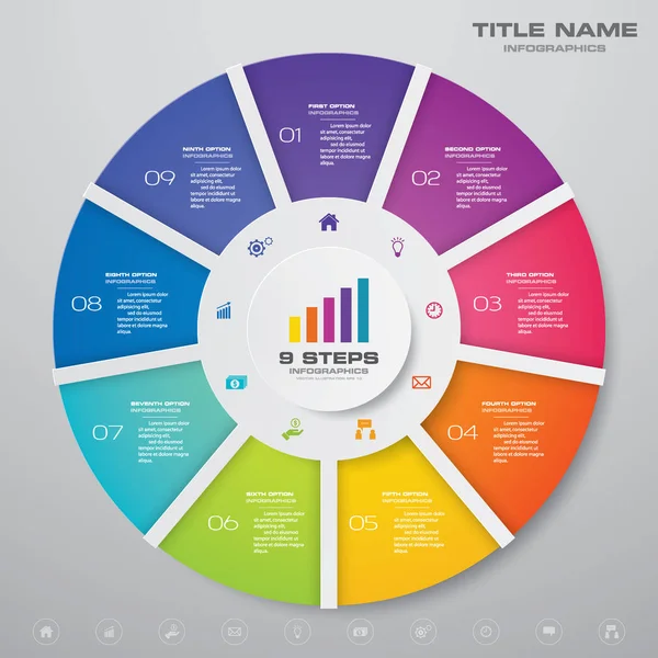 Βήματα Διάγραμμα Κύκλο Infographics Στοιχεία Για Την Παρουσίαση Των Δεδομένων — Διανυσματικό Αρχείο