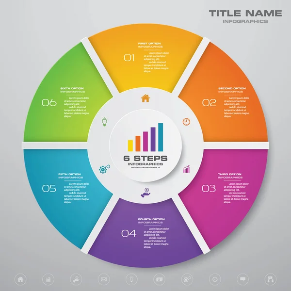 Lépéses Ciklus Chart Infografika Elemek Adatok Bemutatására Rész — Stock Vector