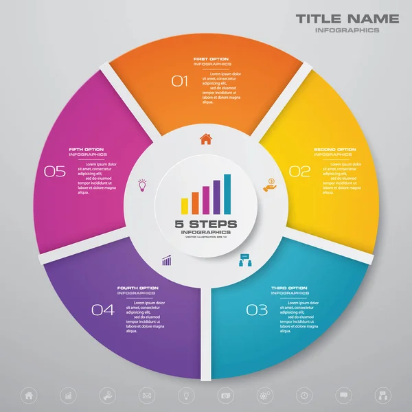 Stappen Cyclus Grafiek Infographics Elementen Voor Data Presentatie Eps — Stockvector