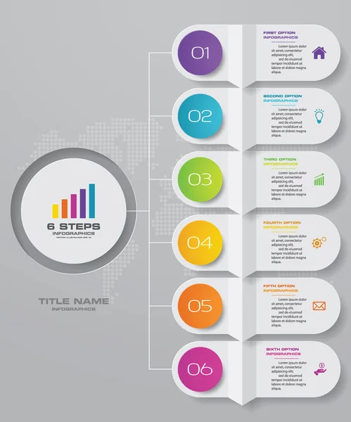 6 steps infographics chart design element. For data presentation.