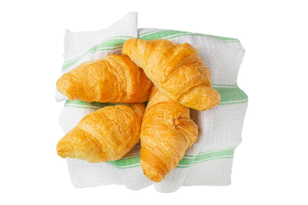 Croissant Aislado Sobre Fondo Blanco Con Camino Recorte Desayuno Francés — Foto de Stock
