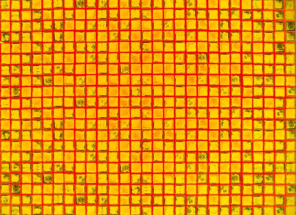Gelbe Keramikfliese Auf Rotem Hintergrund — Stockfoto