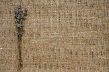 Çuval bezinde mavi lavanta buketi