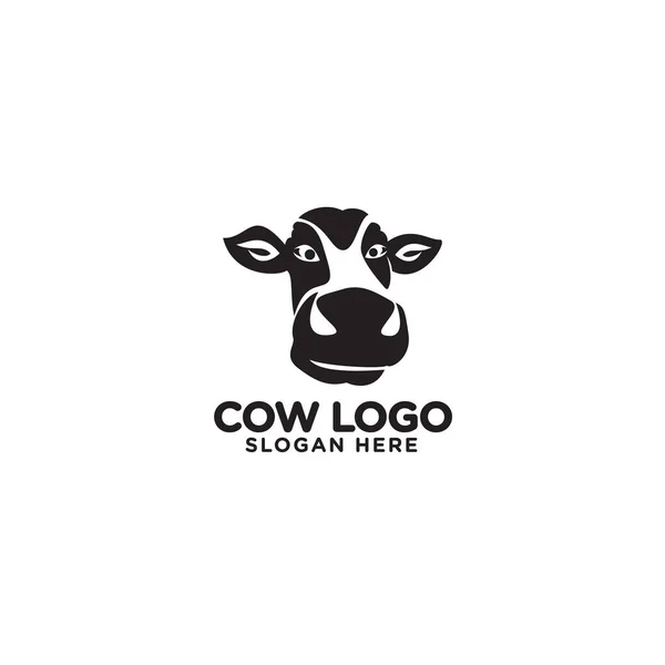 Cabeça Vaca Logotipo Vetor Design Simples — Vetor de Stock