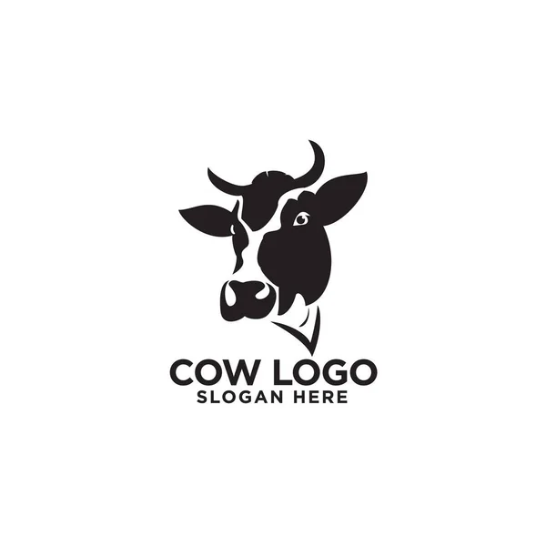 Cabeça Vaca Logotipo Vetor Design Simples — Vetor de Stock