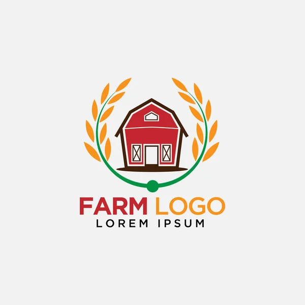 Scheune Und Reis Logo Design Für Bauernhof Moderne Vorlage — Stockvektor