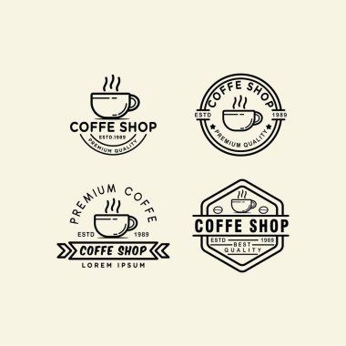 minimal logo kahve retro koleksiyonu basit satır şablonu