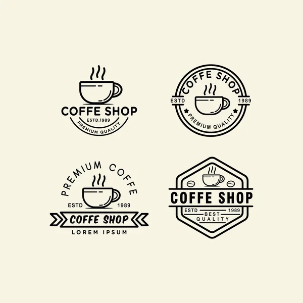 Minimaal Logo Koffie Retro Collectie Eenvoudige Lijn Template — Stockvector