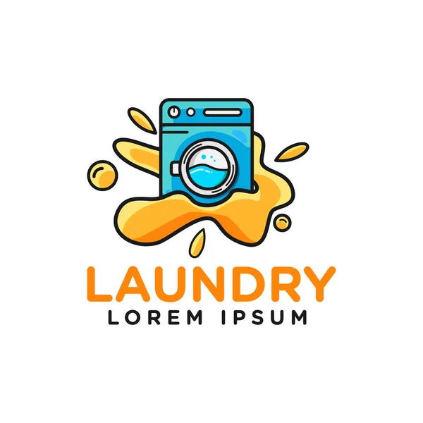 Logotipo Diseño Lavandería Lavadora Con Detergente Líquido Limpio Para Ropa — Archivo Imágenes Vectoriales