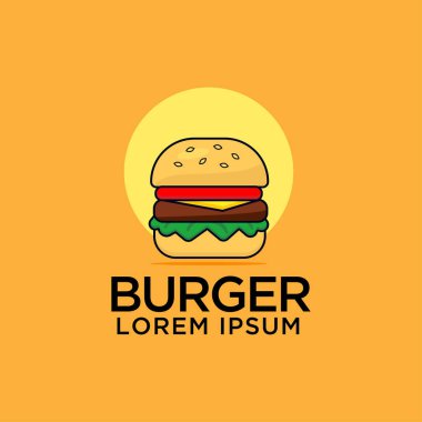 Hamburger logosu fast food maskot tasarımı modern şablon