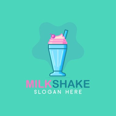 Milkshake logo tasarımı düz çizim fast food ikonu vektörü modern