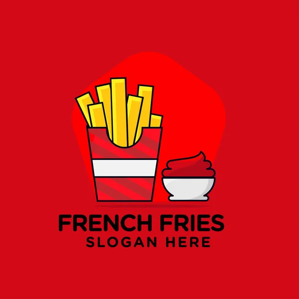 Hranolky Chilli Omáčka Fast Food Logo Design Vektorové Šablony Ikona — Stockový vektor